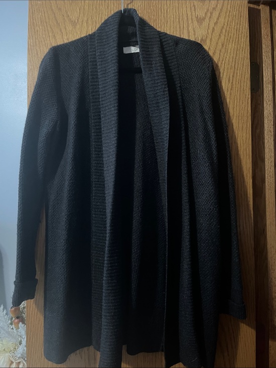 LOFT Sweaters - LOFT Charcoal Open Drape Front Cardigan